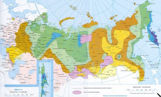 карта снеговых районов России